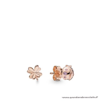 Pandora Italia Pandora Rose Trifoglio A Quattro Foglie E Coccinella Orecchini Prigionieri Net