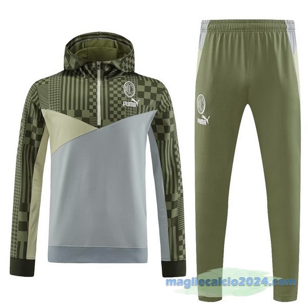 Felpa Cappuccio AC Milan 2023 2024 Verde Grigio Poco Prezzo