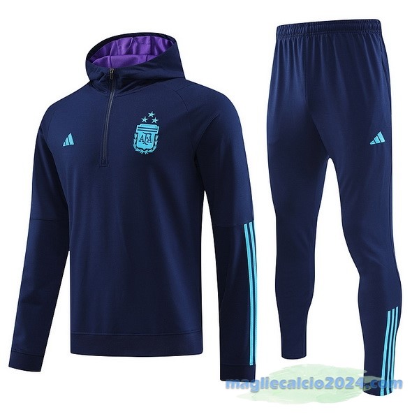 Felpa Cappuccio Argentina 2023 Azul Navy Poco Prezzo