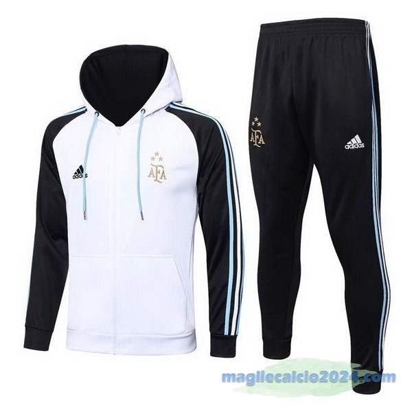 Felpa Cappuccio Argentina 2023 Bianco Nero Poco Prezzo