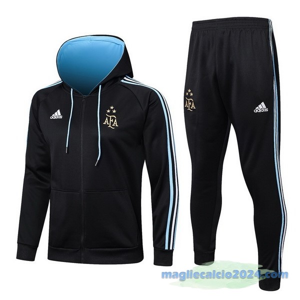 Felpa Cappuccio Argentina 2023 Nero Azul Poco Prezzo