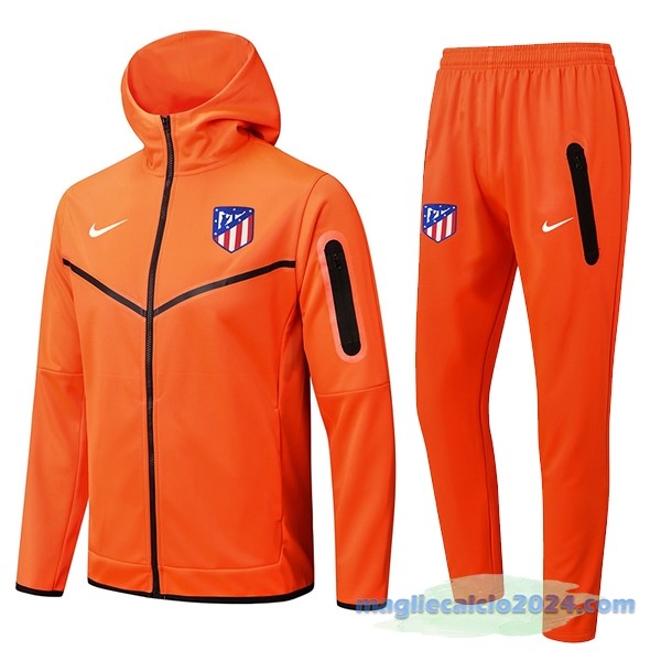 Felpa Cappuccio Atlético Madrid 2022 2023 Arancione Poco Prezzo