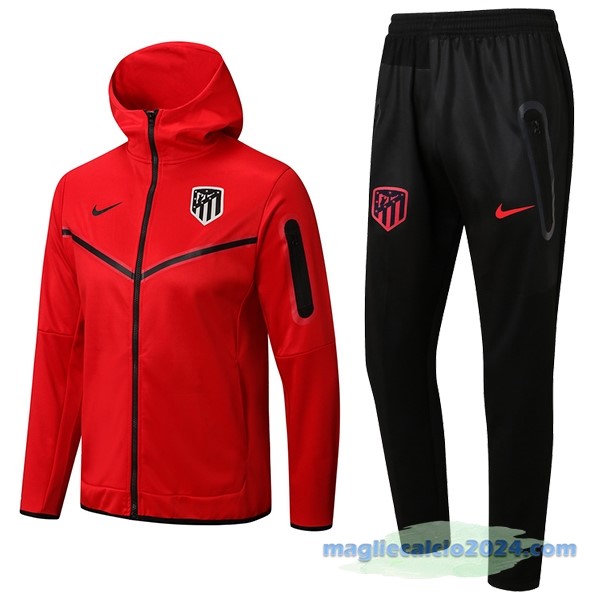 Felpa Cappuccio Atlético Madrid 2022 2023 Rosso Nero Poco Prezzo