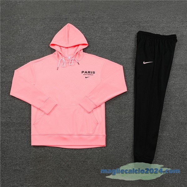 Felpa Cappuccio Bambino Paris Saint Germain 2023 2024 Rosa Nero Poco Prezzo