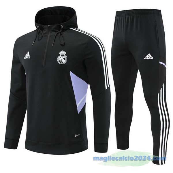 Felpa Cappuccio Bambino Real Madrid 2022 2023 Nero Purpureo Poco Prezzo