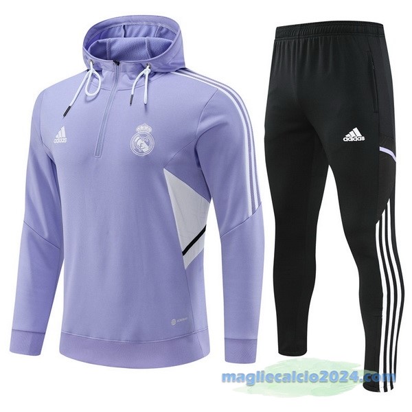 Felpa Cappuccio Bambino Real Madrid 2022 2023 Purpureo Nero Poco Prezzo