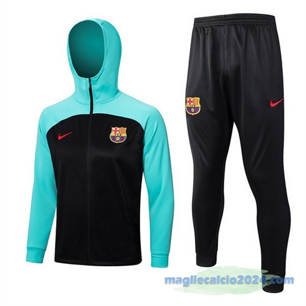 Felpa Cappuccio Barcelona 2022 2023 Nero Verde Poco Prezzo