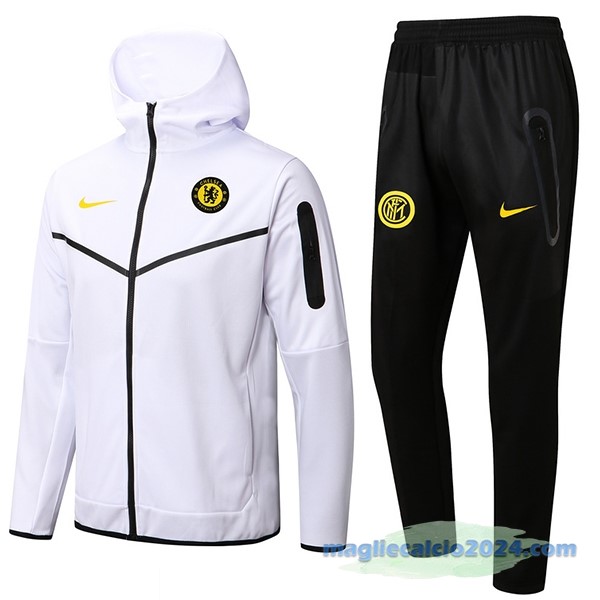 Felpa Cappuccio Chelsea 2022 2023 Bianco Nero Poco Prezzo
