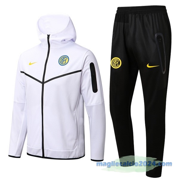 Felpa Cappuccio Inter Milán 2022 2023 Bianco Nero Poco Prezzo
