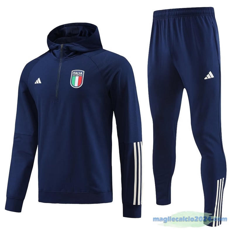 Felpa Cappuccio Italia 2023 Azul Navy Poco Prezzo