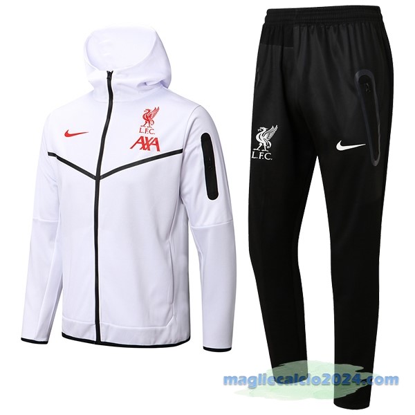 Felpa Cappuccio Liverpool 2022 2023 Bianco Nero Poco Prezzo