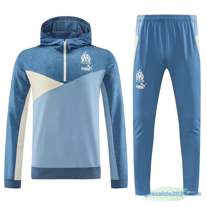 Felpa Cappuccio Marsella 2023 2024 Azul Poco Prezzo
