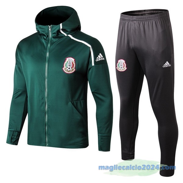 Felpa Cappuccio Messico 2022 Verde Grigio Poco Prezzo