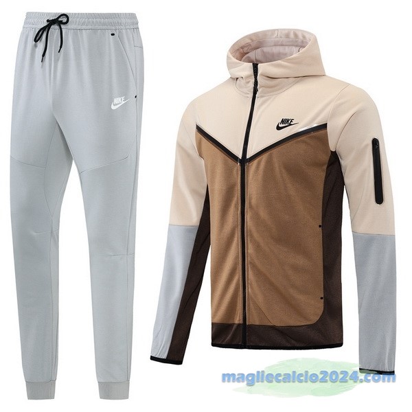Felpa Cappuccio Nike 2022 2023 Grigio Giallo Poco Prezzo