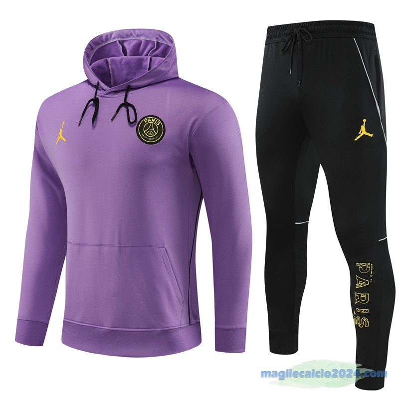 Felpa Cappuccio Paris Saint Germain 2023 2024 Purpureo Nero Poco Prezzo