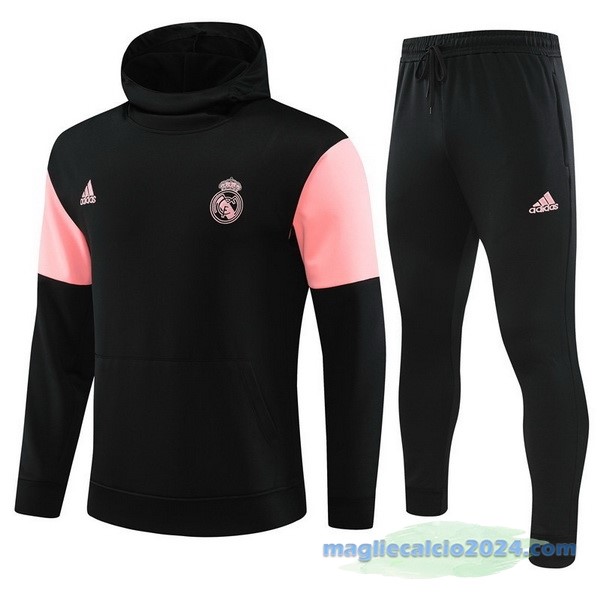 Felpa Cappuccio Real Madrid 2023 2024 Rosa Nero Poco Prezzo