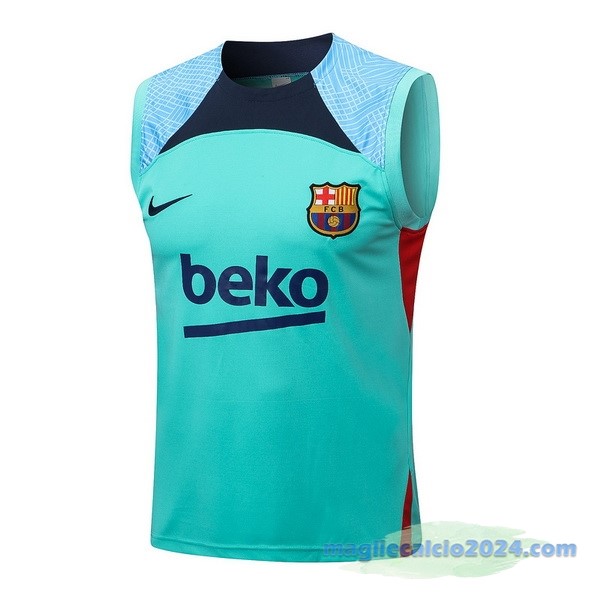 Formazione Senza Maniche Barcelona 2022 2023 Verde Azul Poco Prezzo