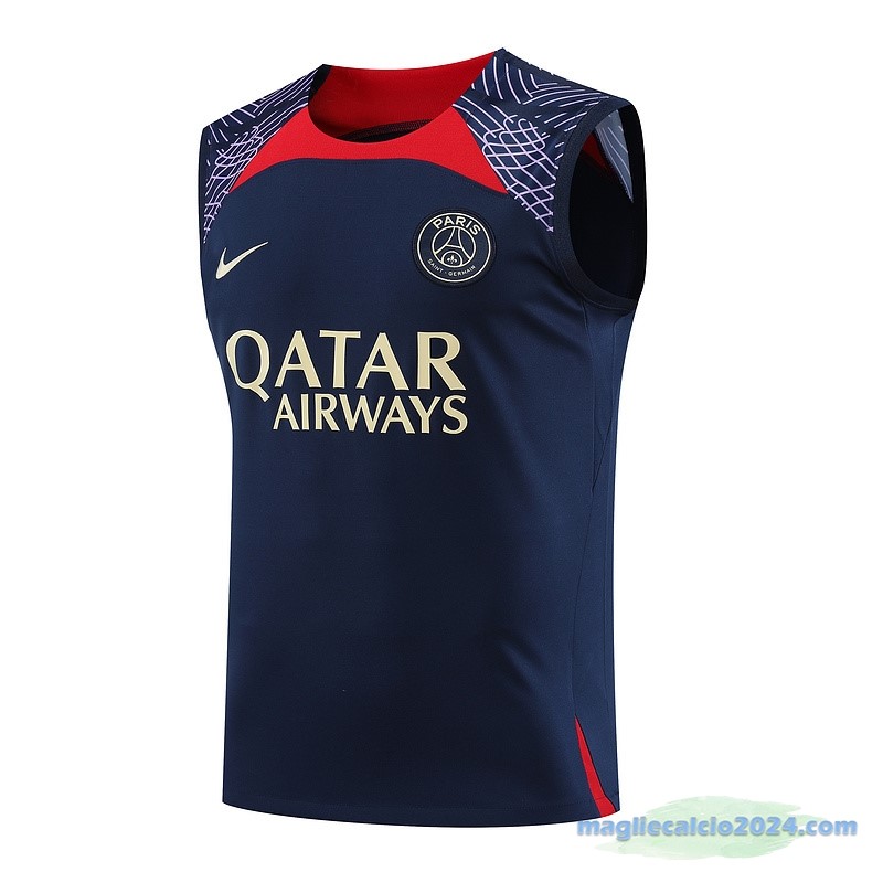 Formazione Senza Maniche Paris Saint Germain 2023 2024 Azul Rosso Purpureo Poco Prezzo