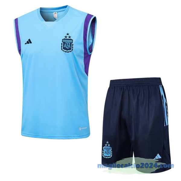 Formazione Senza Maniche Set Completo Argentina 2023 Azul Luce Poco Prezzo