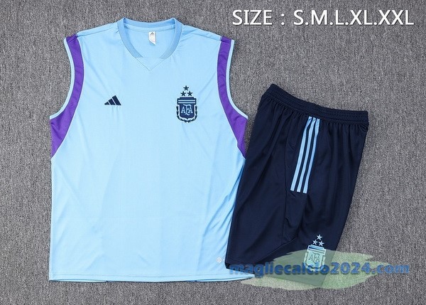Formazione Senza Maniche Set Completo Argentina 2023 Azul Luce Poco Prezzo