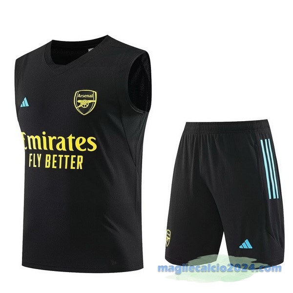 Formazione Senza Maniche Set Completo Arsenal 2023 2024 Nero Giallo Poco Prezzo