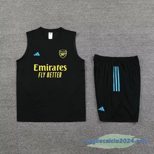 Formazione Senza Maniche Set Completo Arsenal 2023 2024 Nero Giallo Poco Prezzo