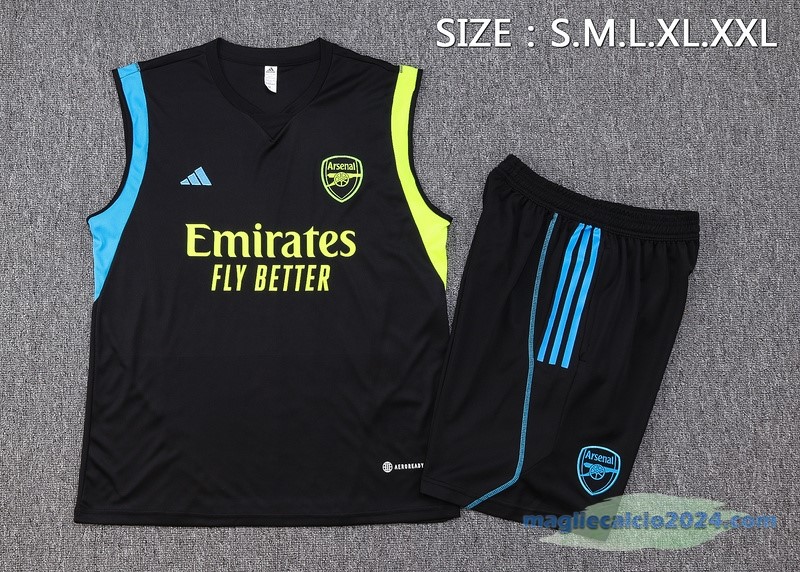 Formazione Senza Maniche Set Completo Arsenal 2023 2024 Nero I Verde Poco Prezzo