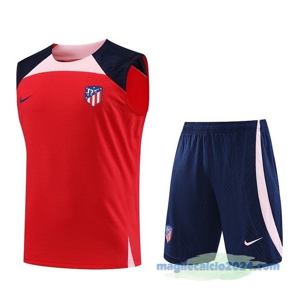 Formazione Senza Maniche Set Completo Atlético Madrid 2023 2024 Rosso Azul Poco Prezzo