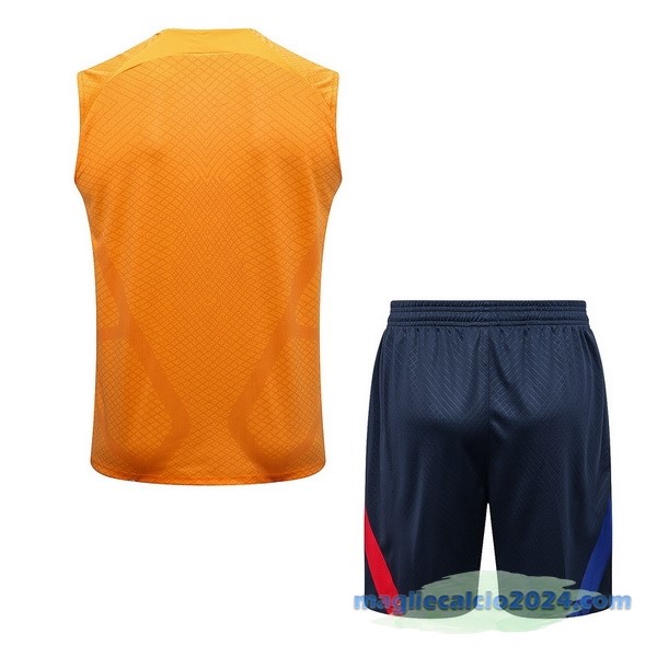 Formazione Senza Maniche Set Completo Barcelona 2022 2023 Arancione Azul Poco Prezzo