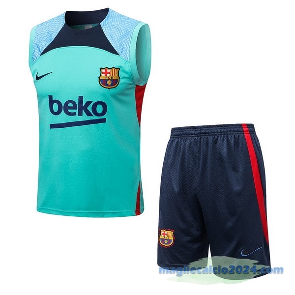 Formazione Senza Maniche Set Completo Barcelona 2022 2023 Azul Verde Poco Prezzo