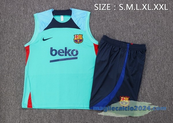 Formazione Senza Maniche Set Completo Barcelona 2022 2023 Azul Verde Poco Prezzo