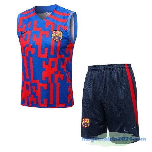 Formazione Senza Maniche Set Completo Barcelona 2022 2023 Rosso Azul Poco Prezzo