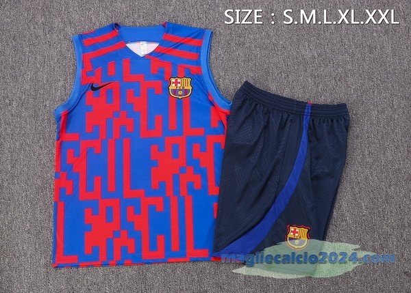 Formazione Senza Maniche Set Completo Barcelona 2022 2023 Rosso Azul Poco Prezzo