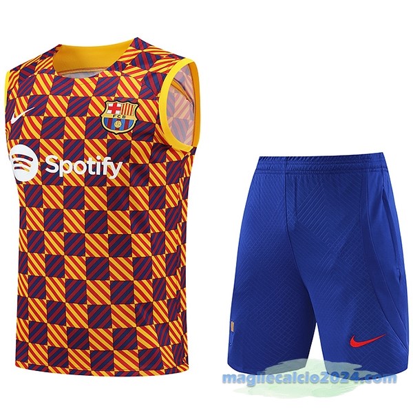 Formazione Senza Maniche Set Completo Barcelona 2023 2024 Arancione Azul Poco Prezzo