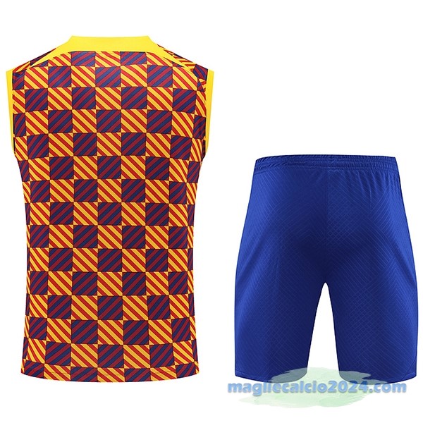 Formazione Senza Maniche Set Completo Barcelona 2023 2024 Arancione Azul Poco Prezzo