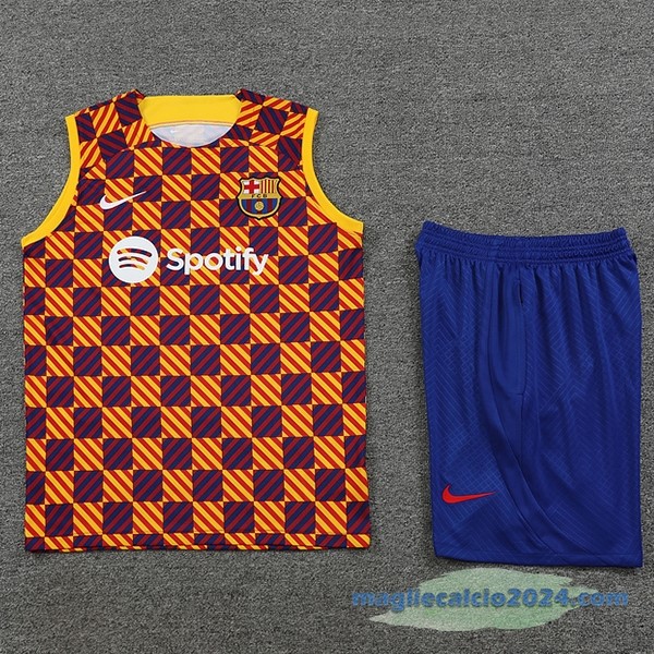 Formazione Senza Maniche Set Completo Barcelona 2023 2024 Arancione Azul Poco Prezzo
