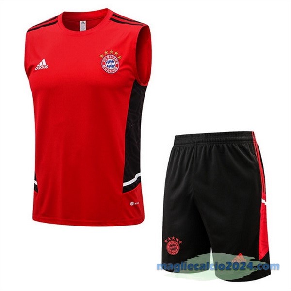 Formazione Senza Maniche Set Completo Bayern Múnich 2022 2023 Rosso I Nero Poco Prezzo