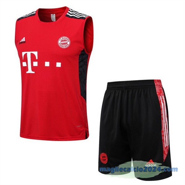 Formazione Senza Maniche Set Completo Bayern Múnich 2022 2023 Rosso Nero Poco Prezzo