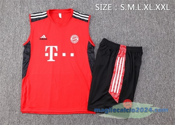 Formazione Senza Maniche Set Completo Bayern Múnich 2022 2023 Rosso Nero Poco Prezzo