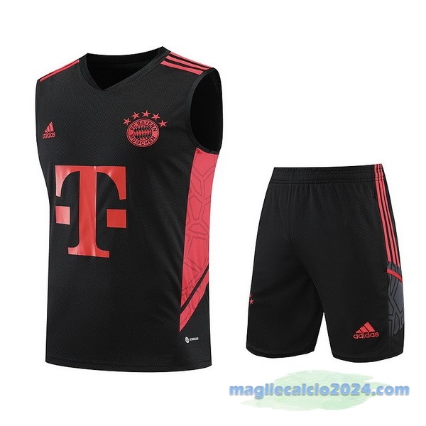 Formazione Senza Maniche Set Completo Bayern Múnich 2023 2024 Rosso Nero Poco Prezzo