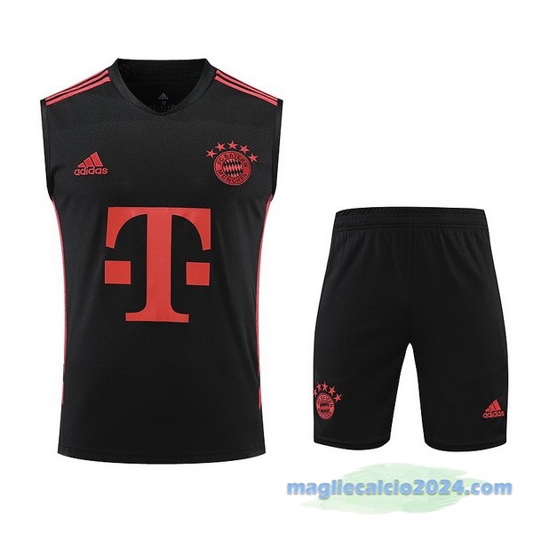 Formazione Senza Maniche Set Completo Bayern Múnich 2023 2024 Rosso Nero Poco Prezzo