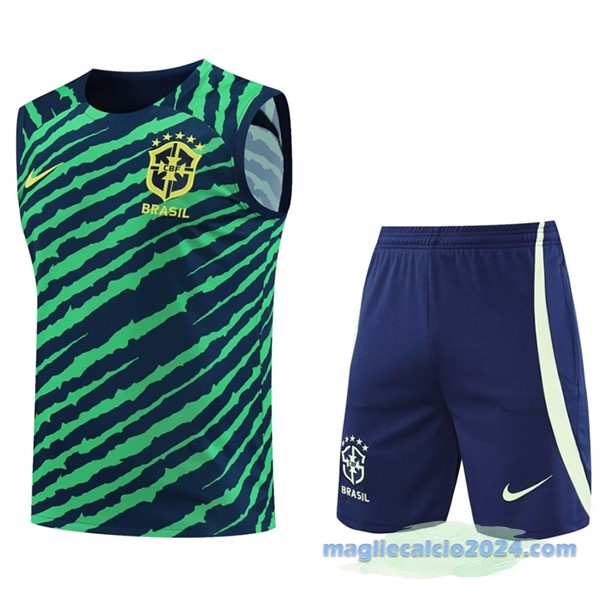 Formazione Senza Maniche Set Completo Brasile 2022 Verde Azul Navy Poco Prezzo
