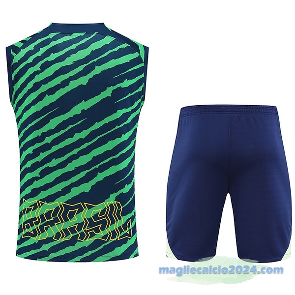 Formazione Senza Maniche Set Completo Brasile 2022 Verde Azul Navy Poco Prezzo