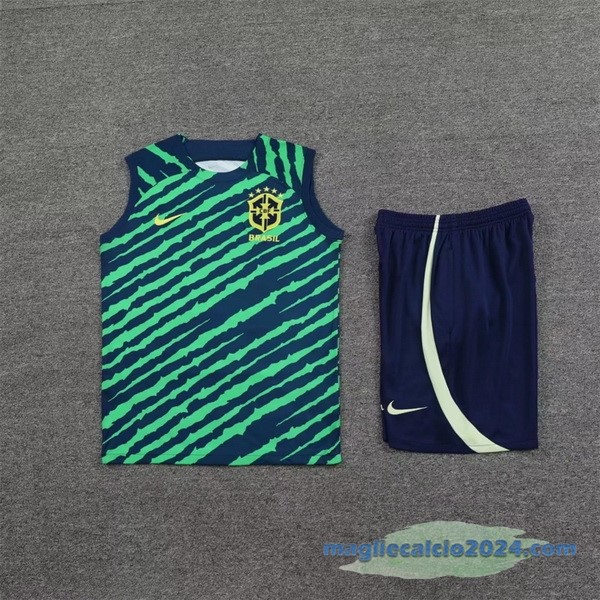 Formazione Senza Maniche Set Completo Brasile 2022 Verde Azul Navy Poco Prezzo