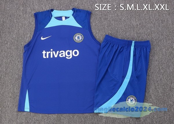 Formazione Senza Maniche Set Completo Chelsea 2022 2023 Azul Bianco Poco Prezzo