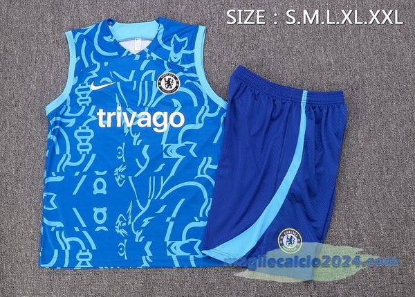 Formazione Senza Maniche Set Completo Chelsea 2022 2023 Azul Poco Prezzo