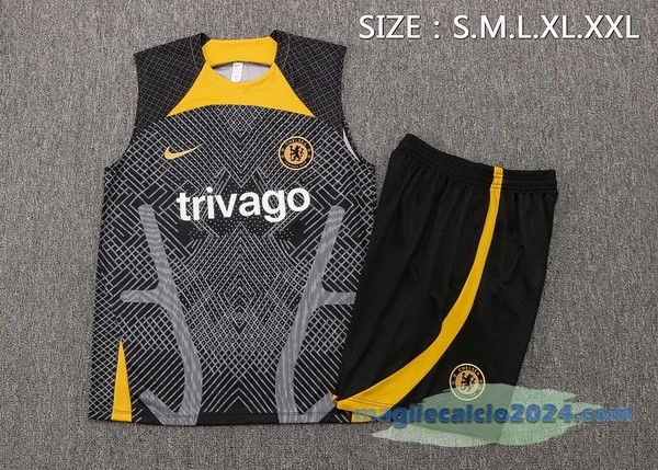 Formazione Senza Maniche Set Completo Chelsea 2022 2023 Nero I Giallo Poco Prezzo