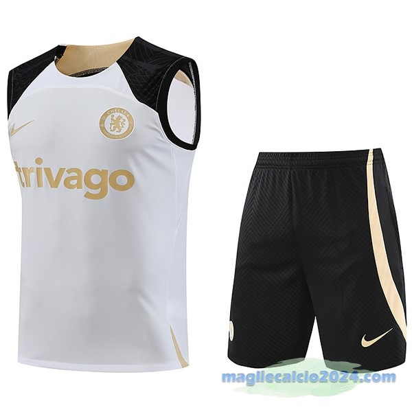 Formazione Senza Maniche Set Completo Chelsea 2023 2024 Bianco I Nero Poco Prezzo