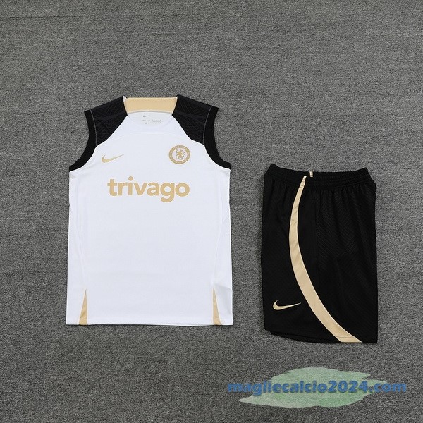 Formazione Senza Maniche Set Completo Chelsea 2023 2024 Bianco I Nero Poco Prezzo