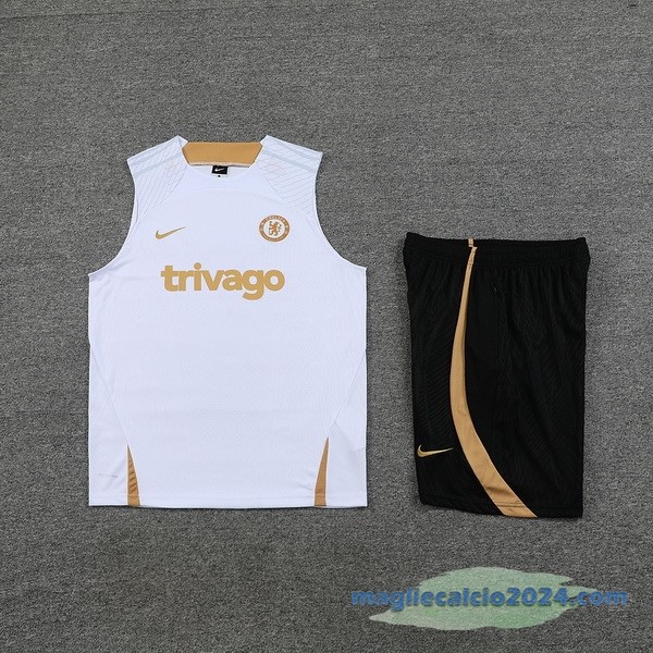 Formazione Senza Maniche Set Completo Chelsea 2023 2024 Bianco Nero Poco Prezzo